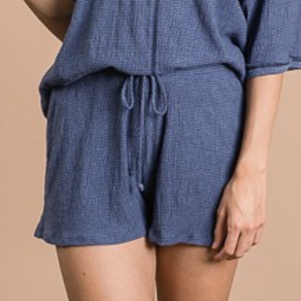 🎉Faded Navy Textured Soft Shorts - Picture 4 of 5